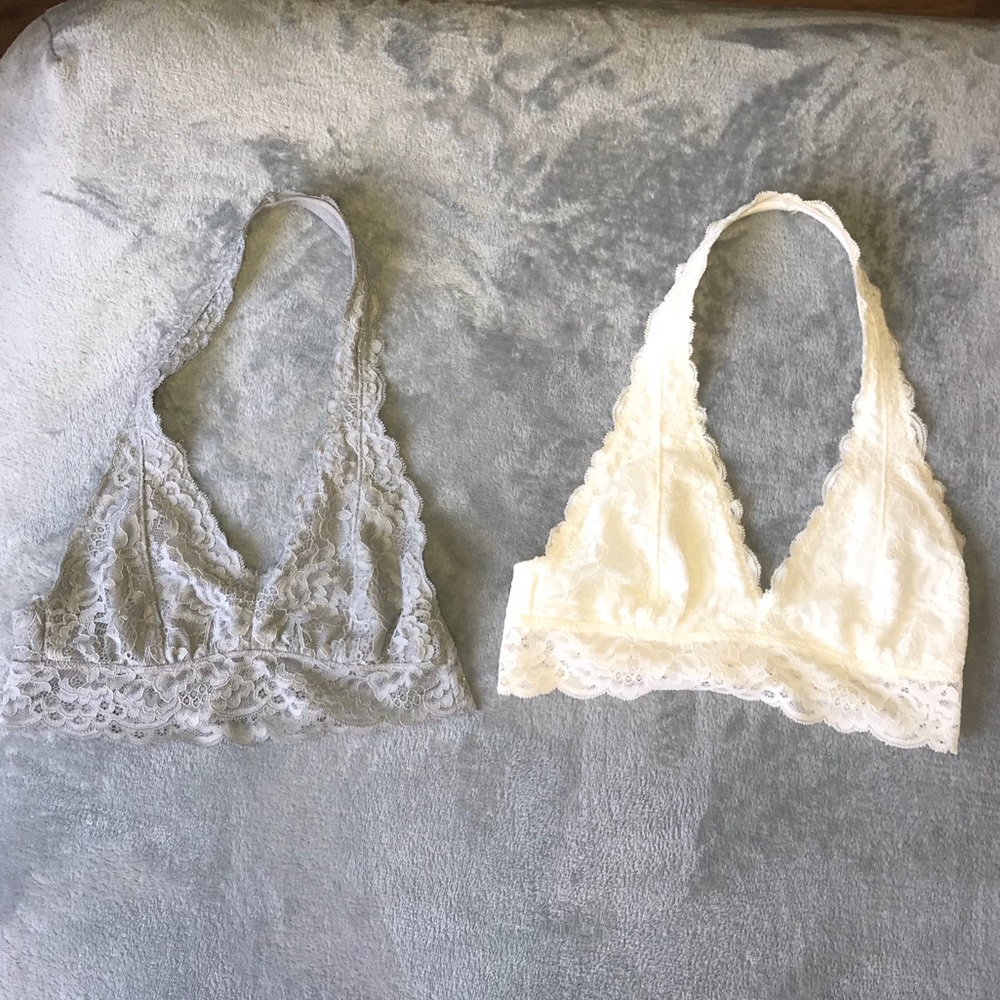 Grey and White Halter Bralettes
